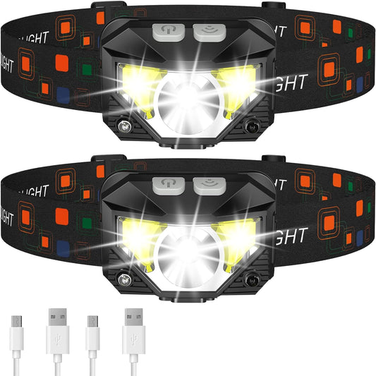 Avelena | 2-Pack Ultra-Hell Led Wiederaufladbare Stirnlampe Taschenlampe Wasserdicht Und Bewegungssensor