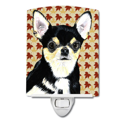 Avelena | Treasures Chihuahua Herbstblätter Keramik Nachtlicht, 6X4X3, Ul-Zertifiziert, Mehrfarbig