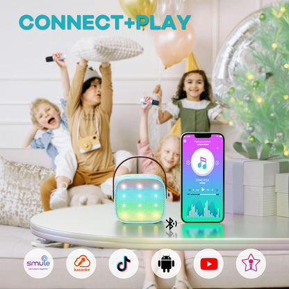 Avelena | Tragbare Mini Karaoke Maschine mit Bluetooth Lautsprecher & 2 Wireless Mikros – Veylo