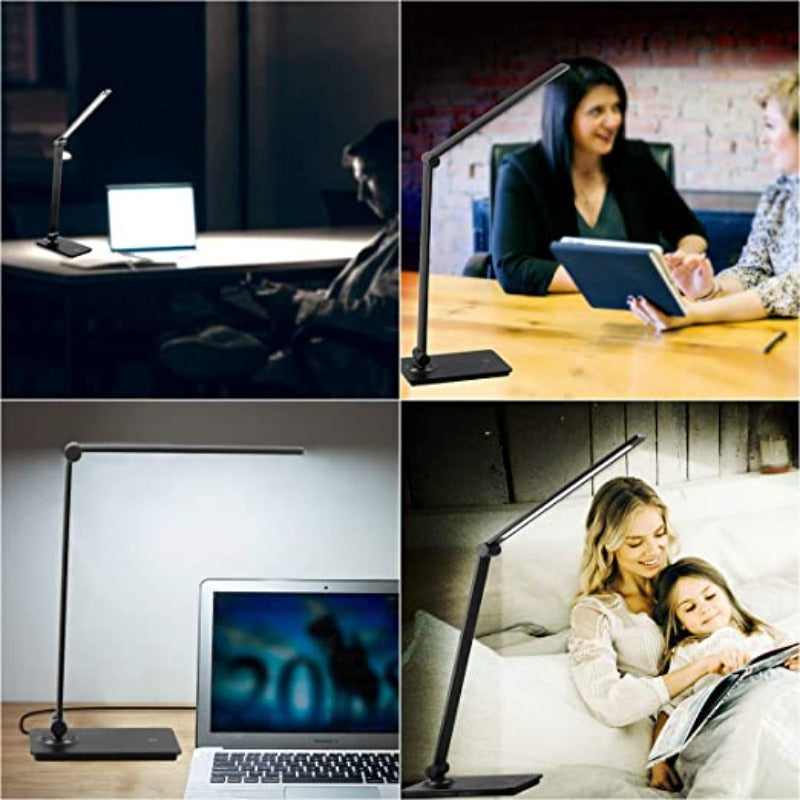 Avelena | LED-Schreibtischlampe, Touch-Control-Schreibtischlampe mit 3 Helligkeitsstufen, dimmbare Büronlampe mit verstellbarem Arm, faltbare Tischlampe für Tisch Schlafzimmer Nachttisch Büro