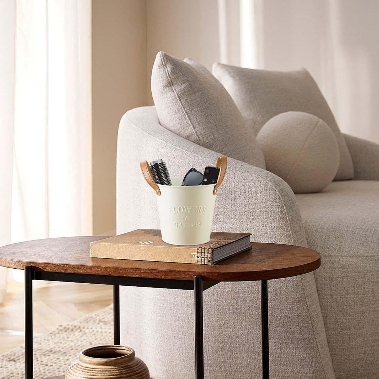 Avelena | Dekorative Pflanzenkübel mit Ledergriffen – Blumentöpfe für Zuhause und Garten