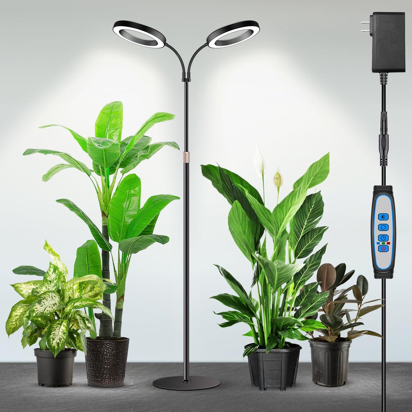Avelena | Garpsen Halo Wachstumslicht, Dual-Head Volles Spektrum Led Pflanzenlicht für Den Innenbereich mit Stativ, 3 Farbmodi Wachstumslampe mit Timer 6/12/16H, 5 Dimmbare Stufen, 168 Leds und 67 Höhenverstellbar