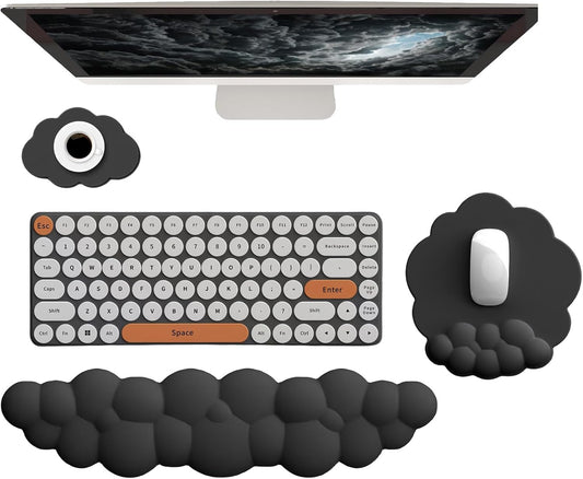Avelena | Wolkenförmige ergonomische Handgelenkstütze Set mit Mauspad & Untersetzer – Zeyora