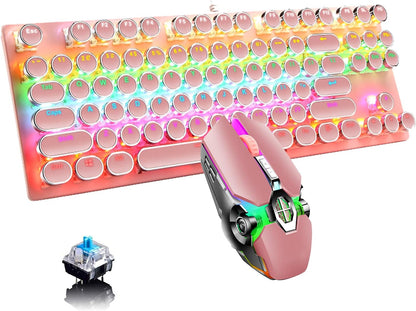 Avelena | 87-Tasten Mechanische Gaming-Tastatur RGB Hintergrundbeleuchtet Blaue Schalter