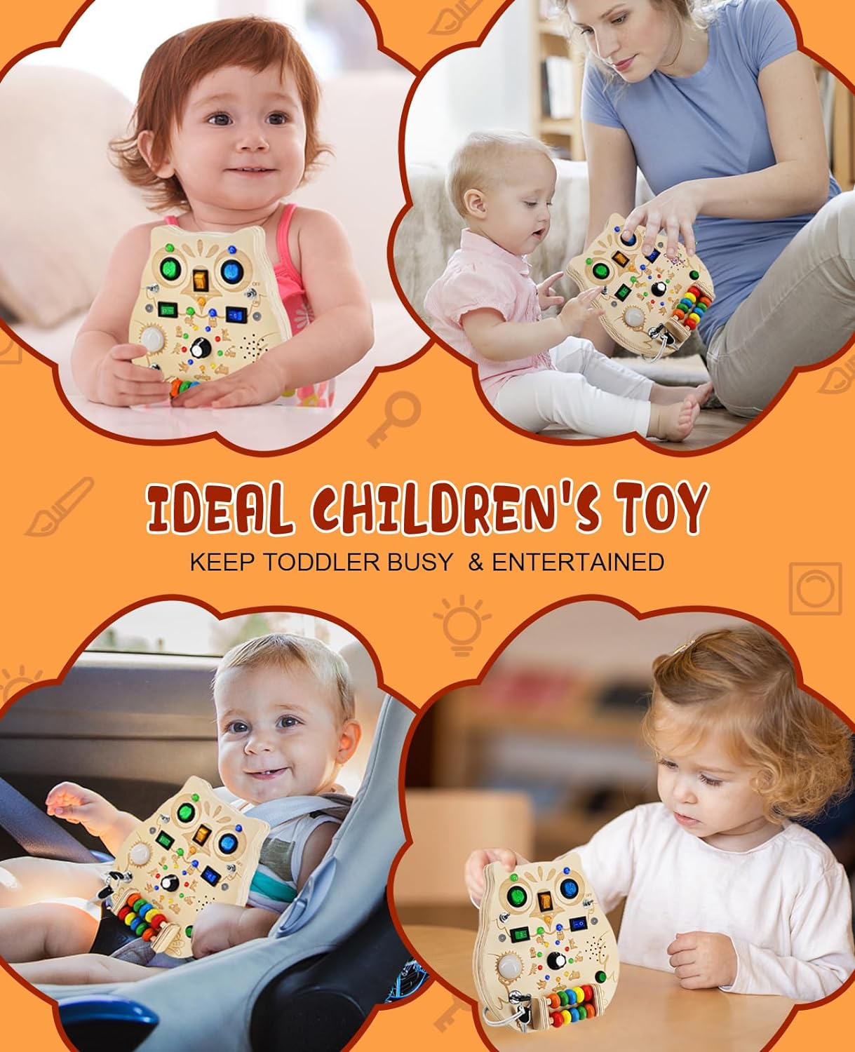 Avelena | SparkOwl Holz Lichtboard – Kinder LED Lernspielzeug