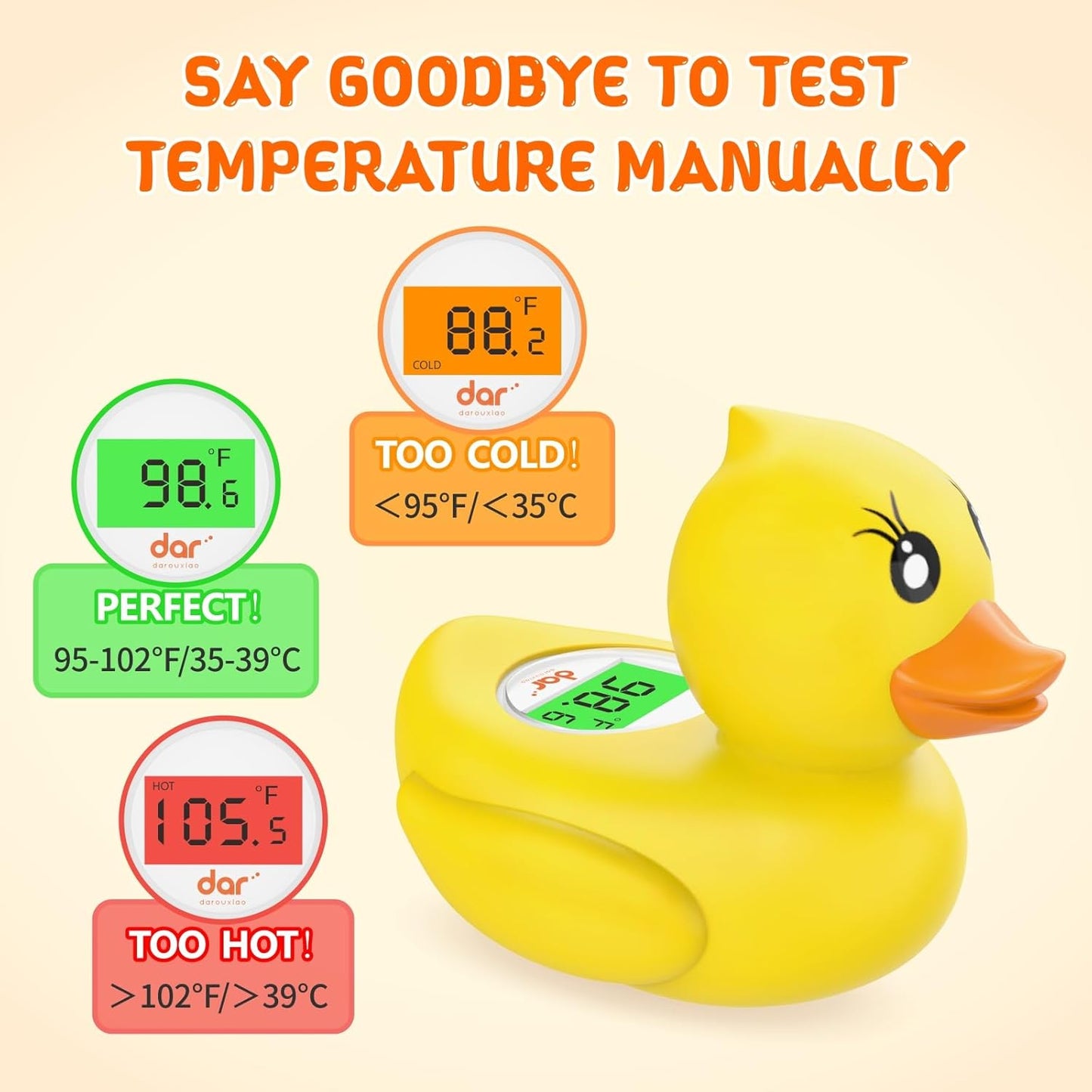 Avelena | AquaVeilig Baby Badthermometer – digitales Display mit 3 Farben und Temperaturwarnung
