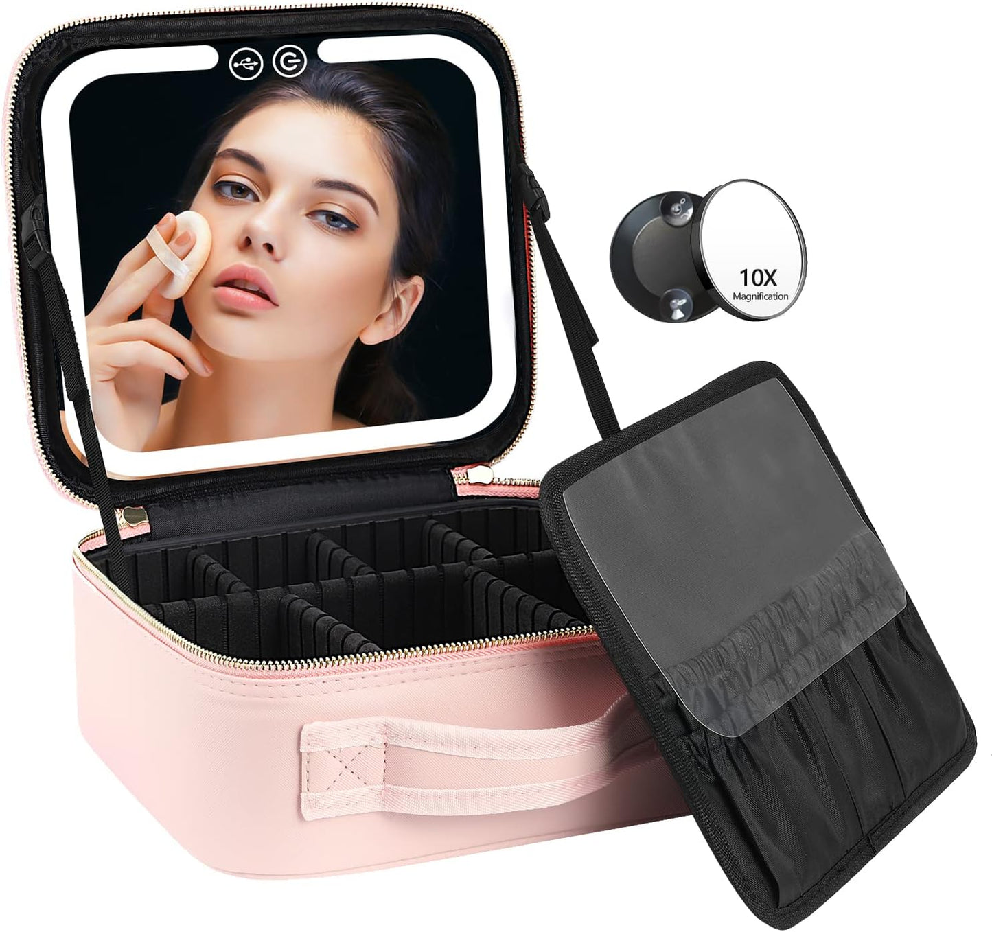 Avelena | Luxuriöser Make-Up-Organizer mit Beleuchtetem Spiegel