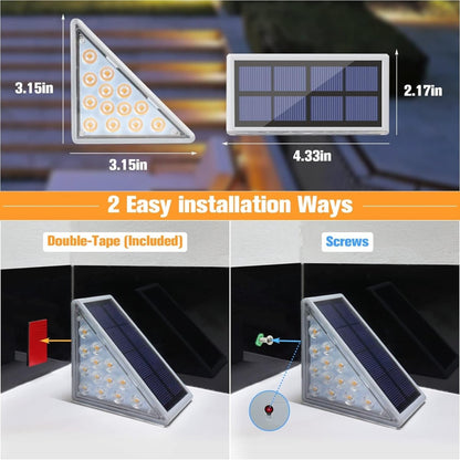 Avelena | Wasserdichte Solar LED Treppenbeleuchtung - Außenbeleuchtung für Treppen, Wege und Terrassen