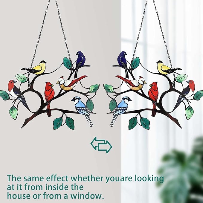 Avelena | Six-Bird Metallfenster Pendel Dekor