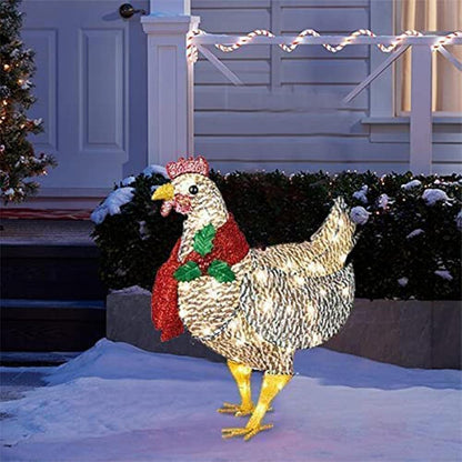 Avelena | WinterHen LED Huhn mit Schal – Leuchtende Weihnachtsdekoration für drinnen und draußen
