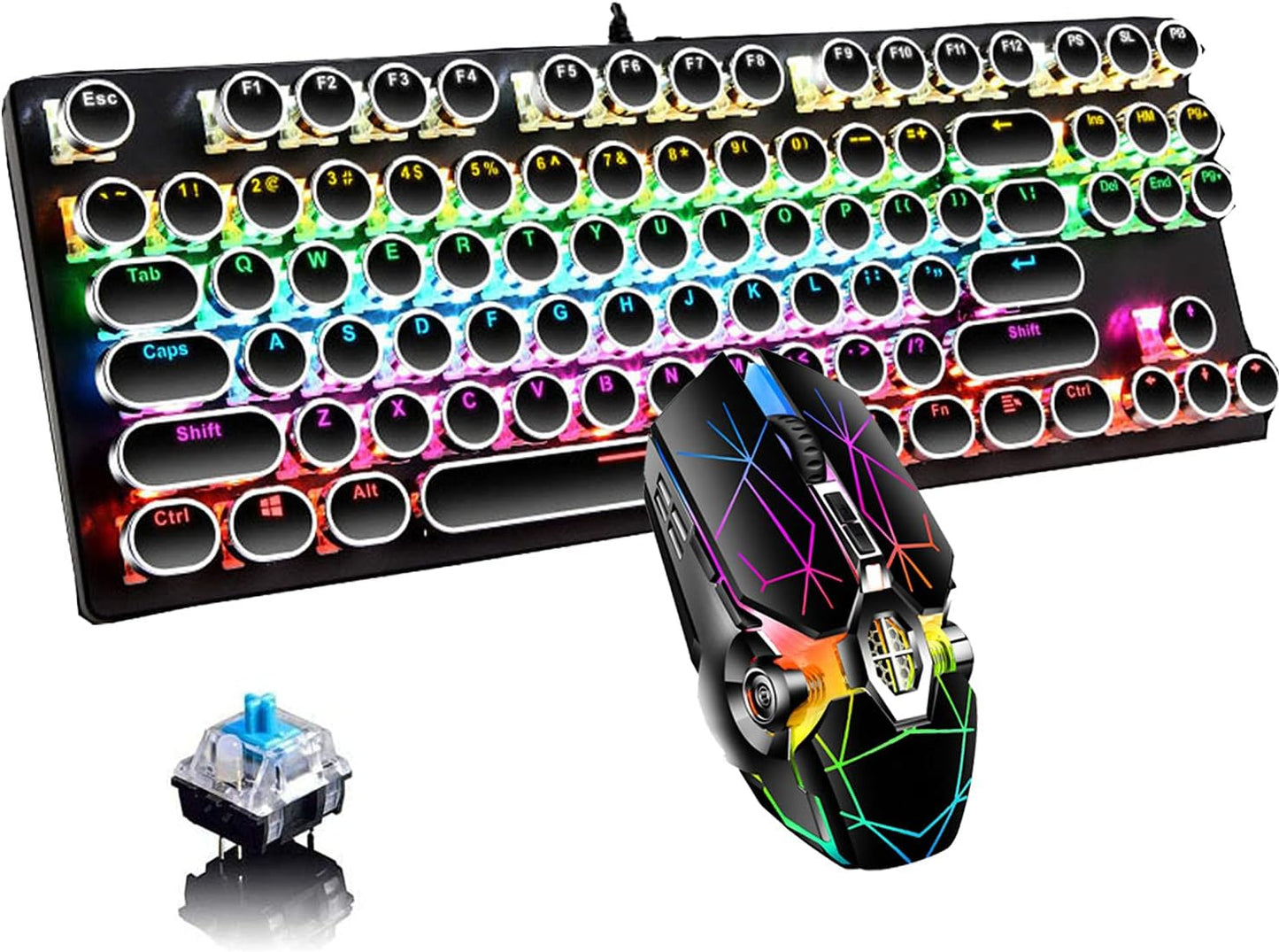 Avelena | 87-Tasten Mechanische Gaming-Tastatur RGB Hintergrundbeleuchtet Blaue Schalter