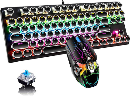 Avelena | 87-Tasten Mechanische Gaming-Tastatur RGB Hintergrundbeleuchtet Blaue Schalter