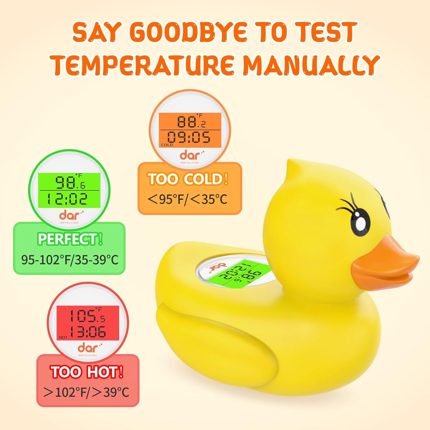 Avelena | AquaVeilig Baby Badthermometer – digitales Display mit 3 Farben und Temperaturwarnung