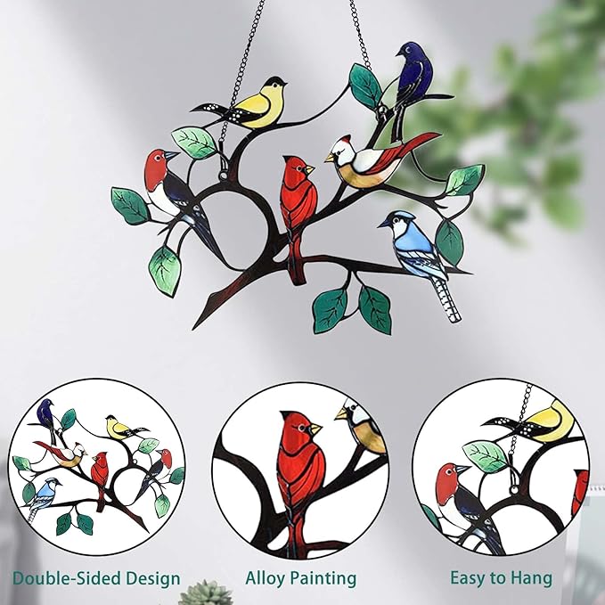 Avelena | Six-Bird Metallfenster Pendel Dekor