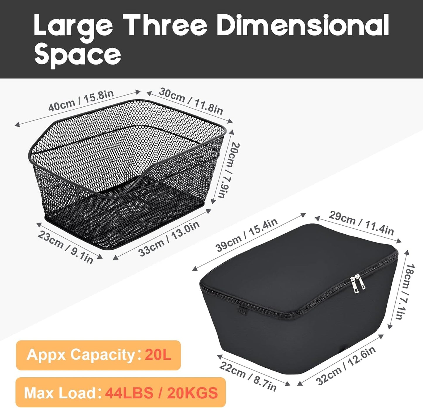 Avelena | Wasserdichter hinterer Fahrradkorb mit regendichtem Überzug – Velora