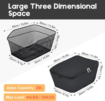 Avelena | Wasserdichter hinterer Fahrradkorb mit regendichtem Überzug – Velora