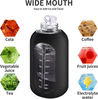 Avelena | Motivierende Glas-Wasserflasche 900Ml mit Strohhalm