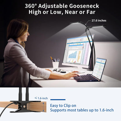 Avelena | 77 LED Tischklemmlampe mit 70 cm flexiblem Schwanenhals – Ravien