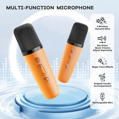 Avelena | Tragbare Mini Karaoke Maschine mit Bluetooth Lautsprecher & 2 Wireless Mikros – Veylo