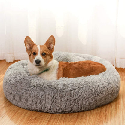 Avelena | Runder Plüsch Beruhigender Donut Hundebett für kleine bis große Hunde