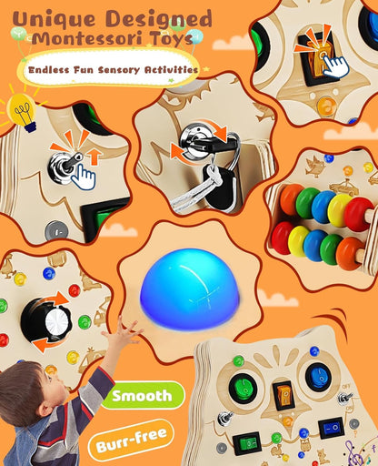 Avelena | SparkOwl Holz Lichtboard – Kinder LED Lernspielzeug