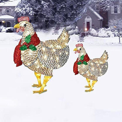 Avelena | WinterHen LED Huhn mit Schal – Leuchtende Weihnachtsdekoration für drinnen und draußen
