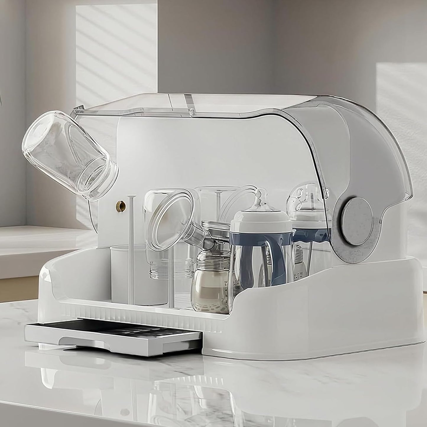 Avelena | Babyflaschen-Trockner und Aufbewahrungsbox mit Deckel – Orvian