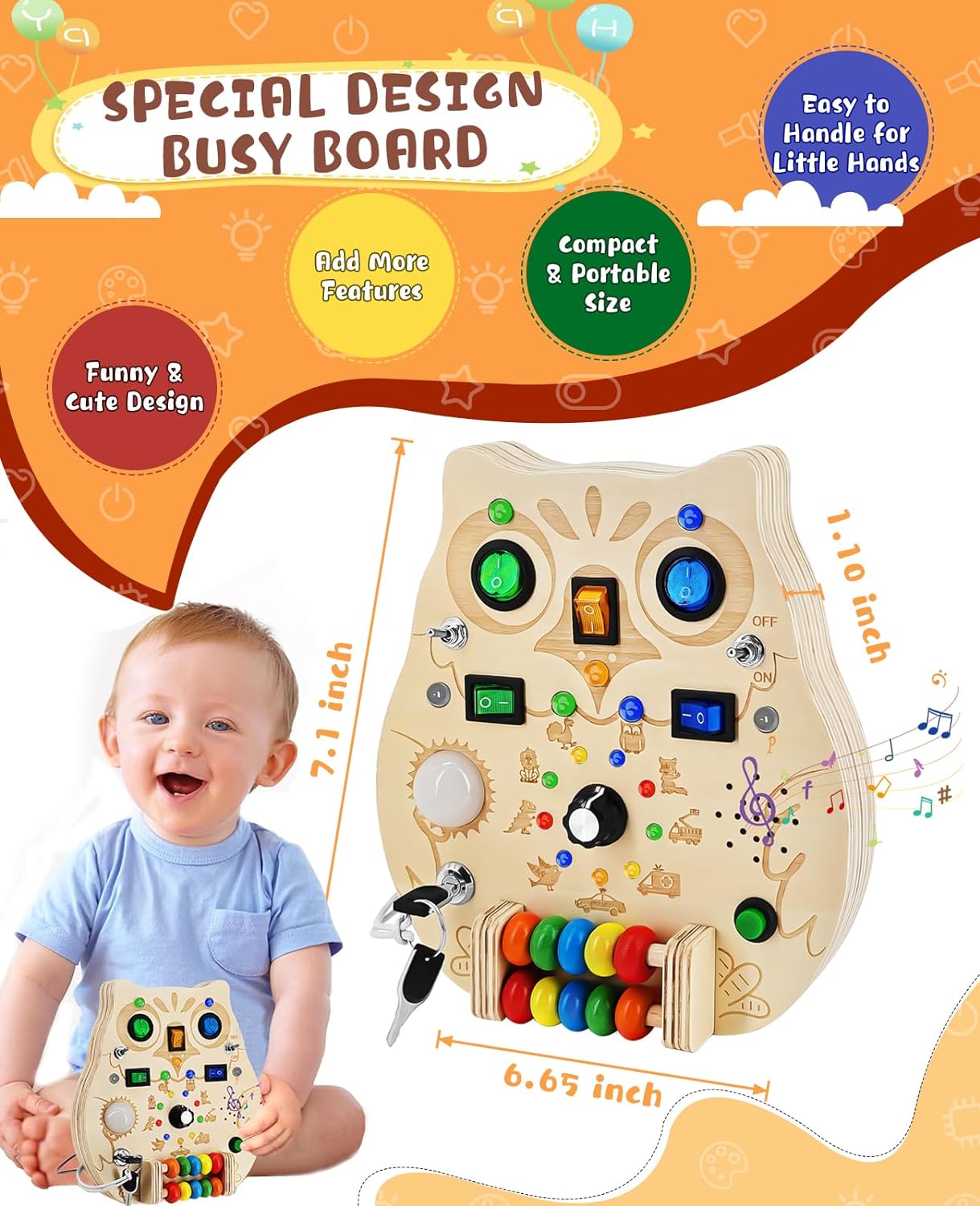 Avelena | SparkOwl Holz Lichtboard – Kinder LED Lernspielzeug