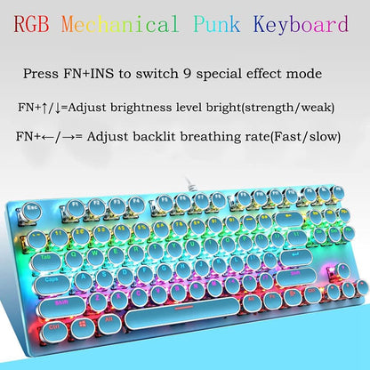 Avelena | 87-Tasten Mechanische Gaming-Tastatur RGB Hintergrundbeleuchtet Blaue Schalter