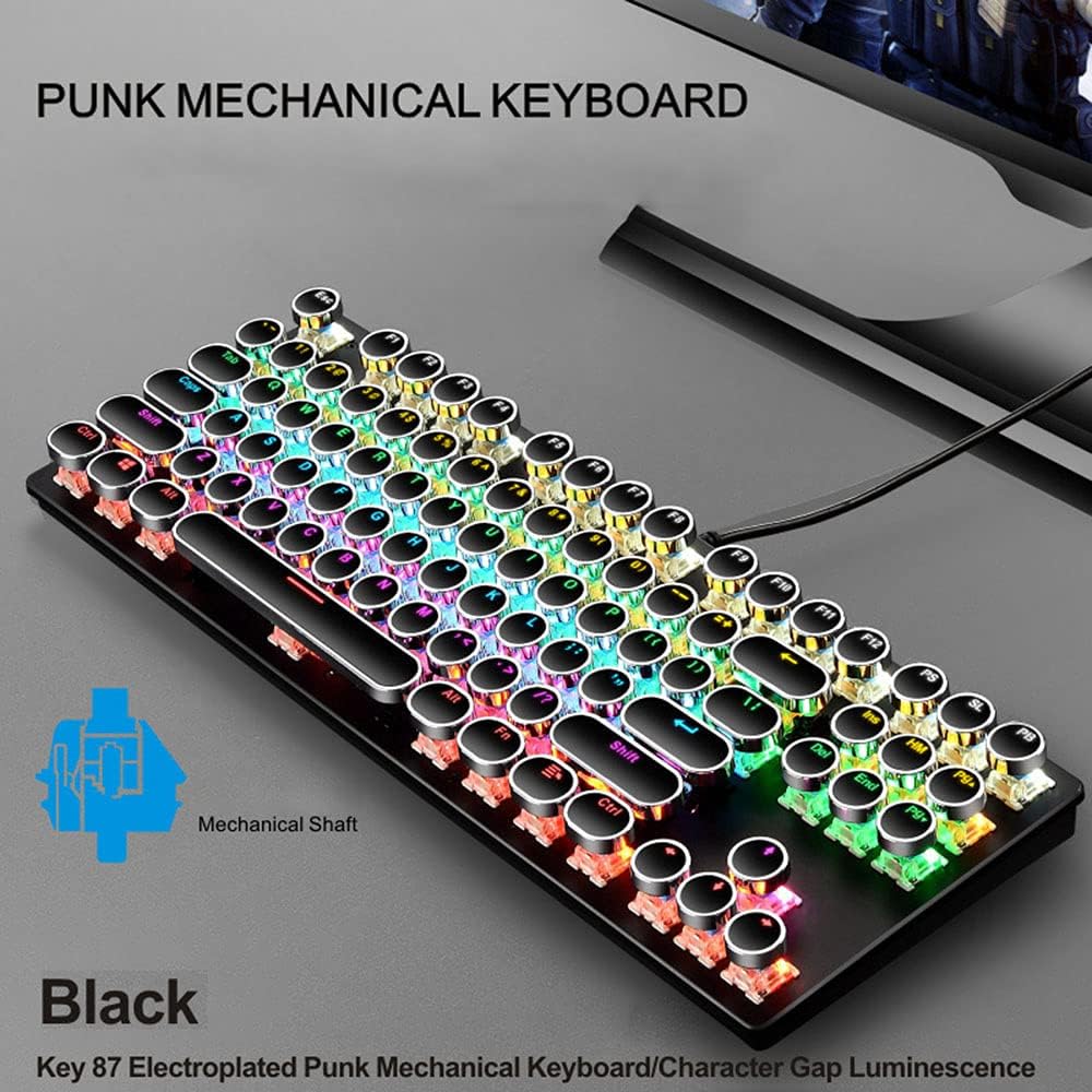 Avelena | 87-Tasten Mechanische Gaming-Tastatur RGB Hintergrundbeleuchtet Blaue Schalter