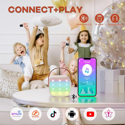 Avelena | Tragbare Mini Karaoke Maschine mit Bluetooth Lautsprecher & 2 Wireless Mikros – Veylo