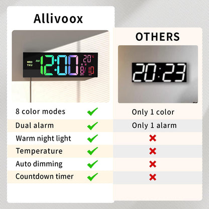 Avelena | 16-Zoll RGB Digital Wand- & Tischwecker mit Fernbedienung – Lumeris