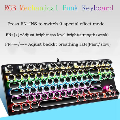 Avelena | 87-Tasten Mechanische Gaming-Tastatur RGB Hintergrundbeleuchtet Blaue Schalter