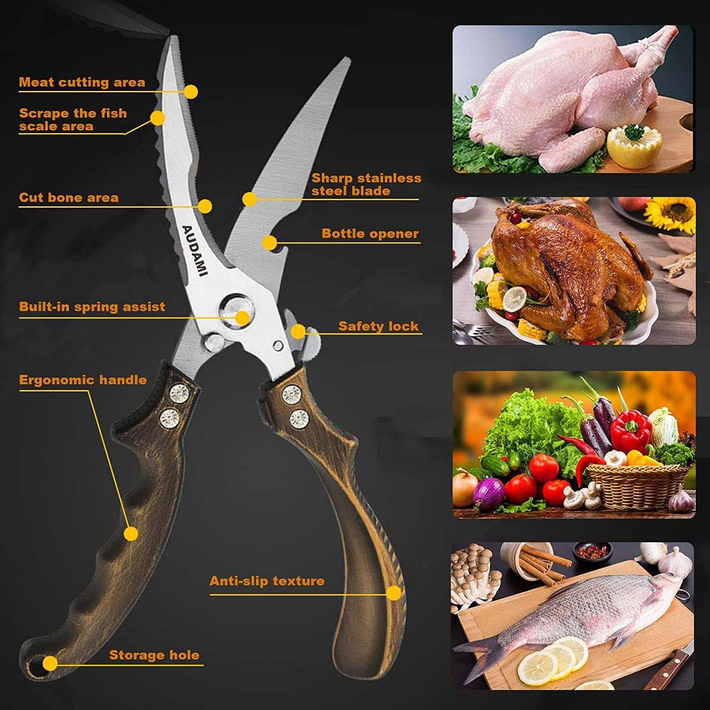 Avelena | Küchen-Scheren Schwerlast-Küchenscheren-Set 2-Pack, Geflügelscheren Schwerlast-Profischnell