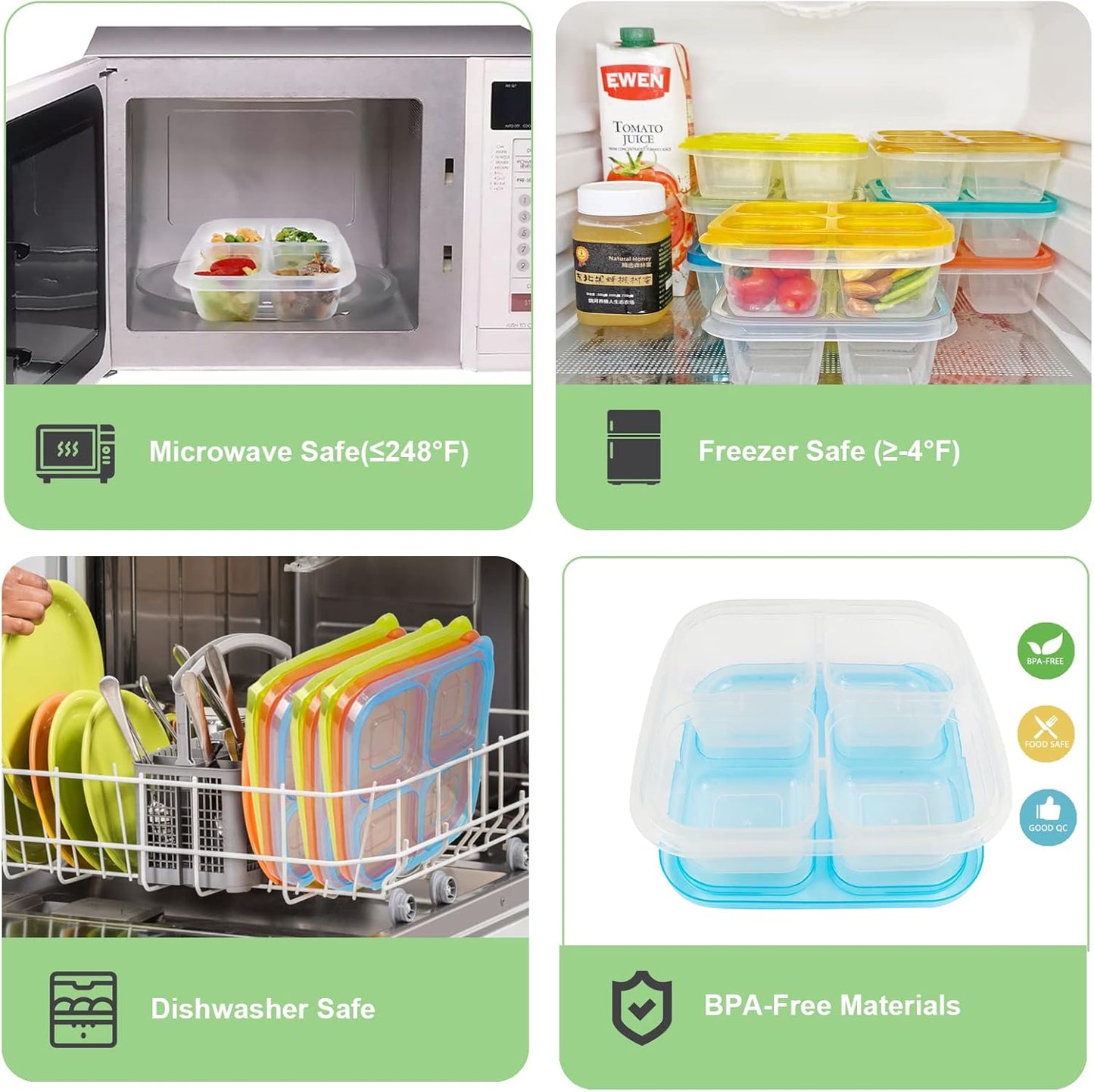 Avelena | 6Er-Pack Wiederverwendbare Bento-Box Mahlzeiten Vorbereitungsset