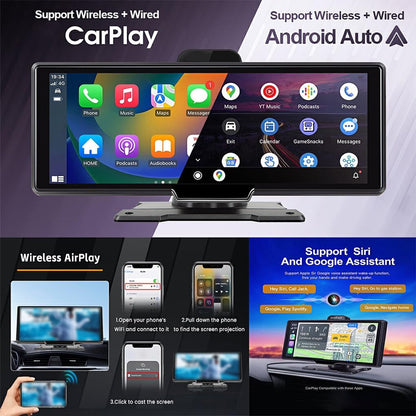 Avelena | CarVision Pro – Smartes Auto-Display mit Apple CarPlay, Android Auto & Dash-Kamera