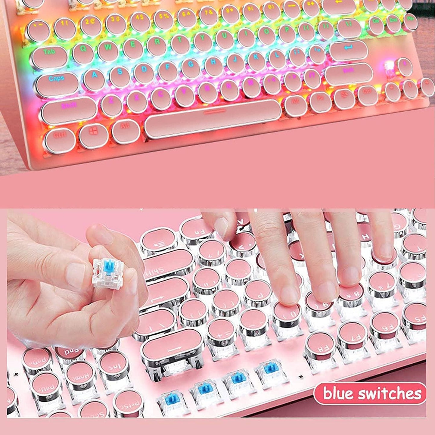 Avelena | 87-Tasten Mechanische Gaming-Tastatur RGB Hintergrundbeleuchtet Blaue Schalter
