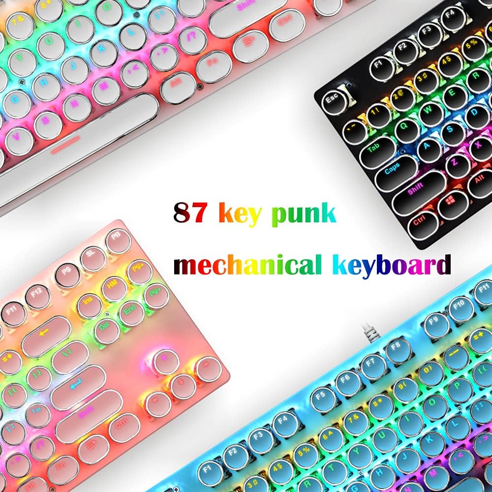 Avelena | 87-Tasten Mechanische Gaming-Tastatur RGB Hintergrundbeleuchtet Blaue Schalter