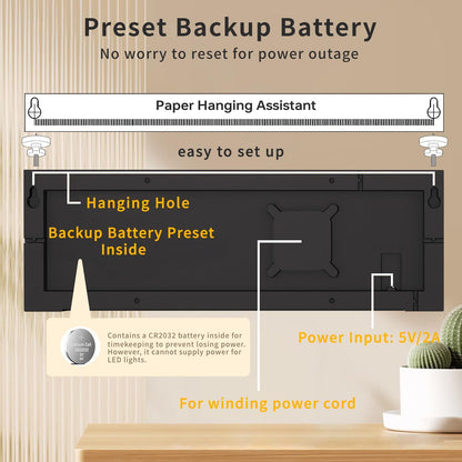 Avelena | 16-Zoll RGB Digital Wand- & Tischwecker mit Fernbedienung – Lumeris