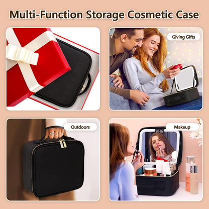 Avelena | Luxuriöser Make-Up-Organizer mit Beleuchtetem Spiegel