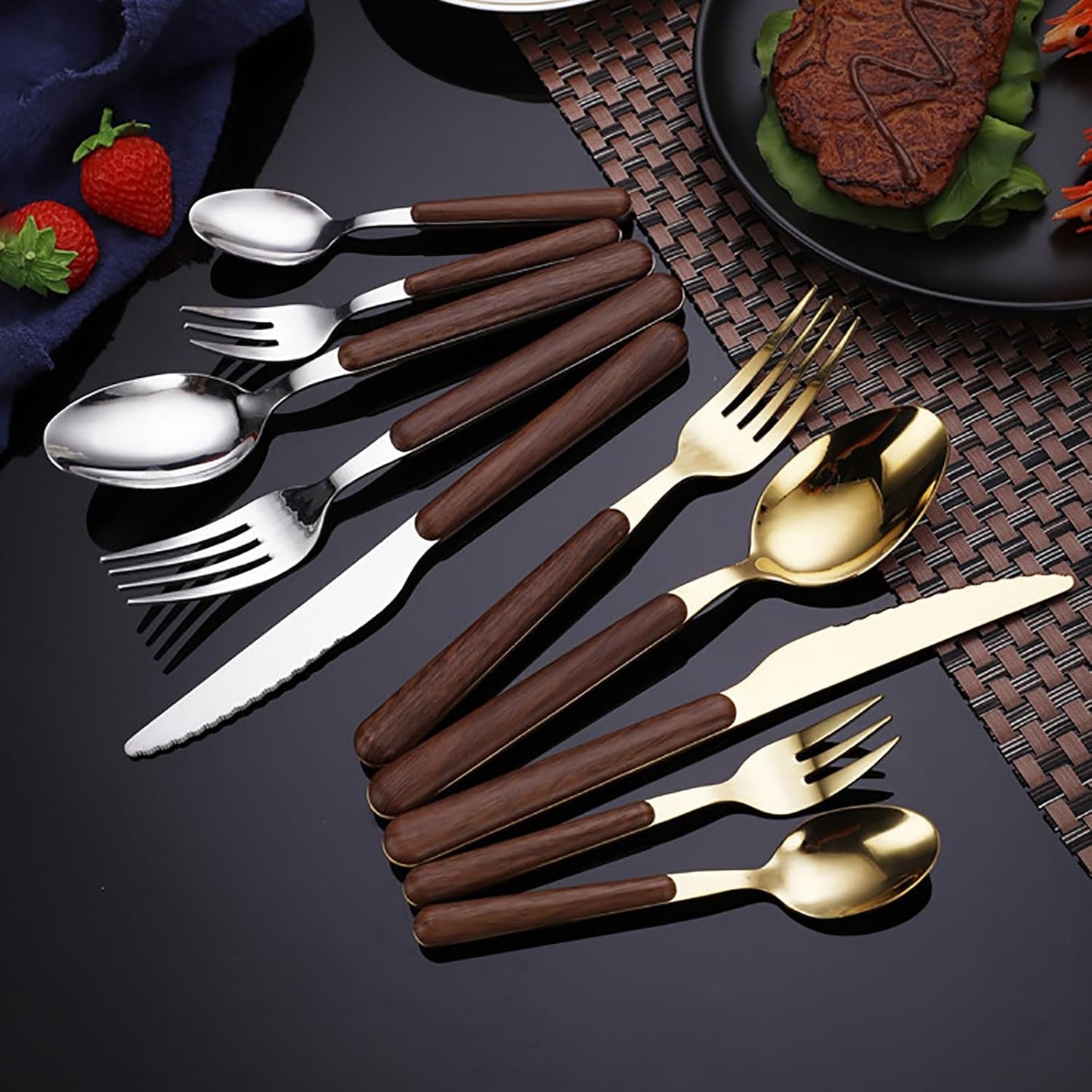 Avelena | Edelstahl Holzgriff Besteckset