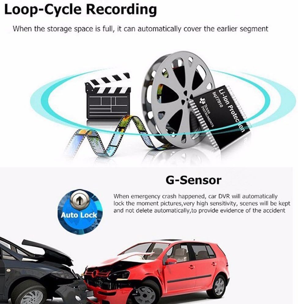 Avelena | WiFi versteckte Dash Cam 1080P mit 170° Weitwinkel und G-Sensor