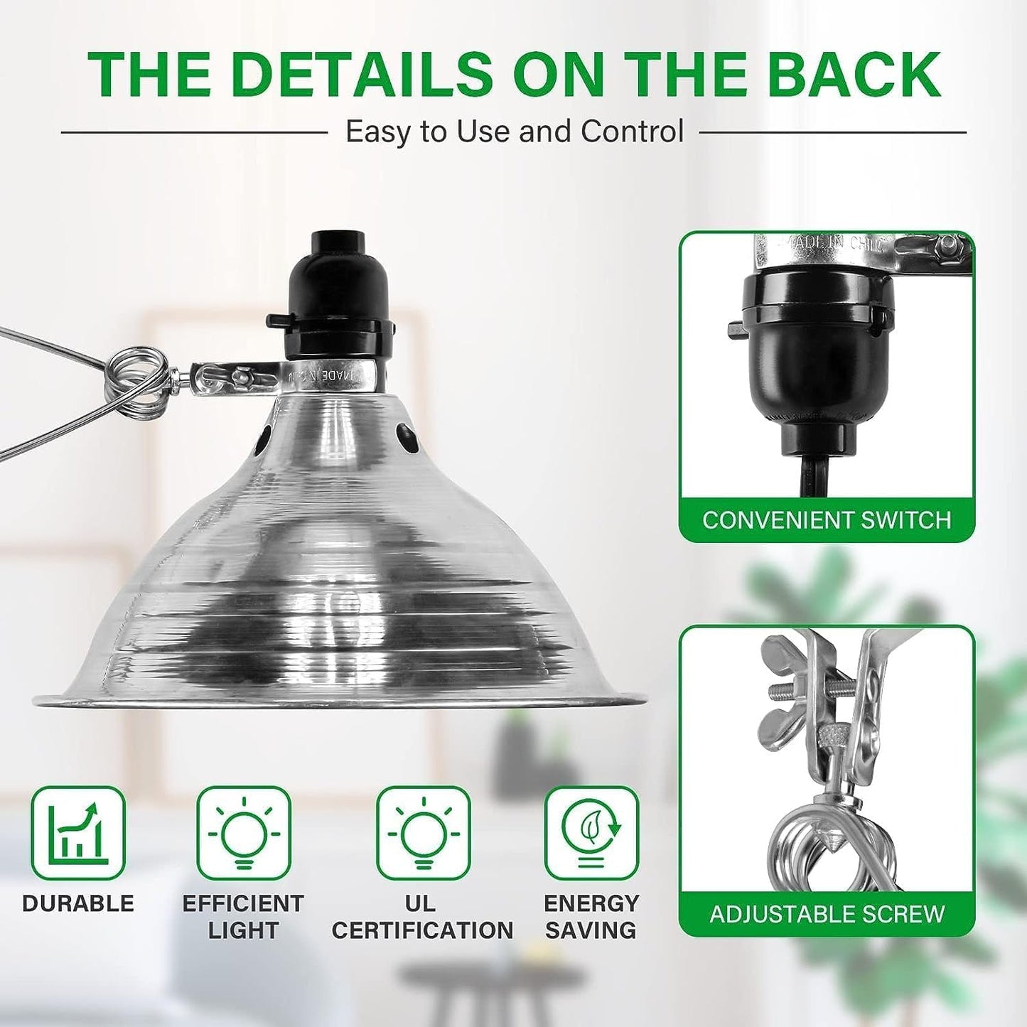 Avelena | Einfache Deluxe Klemmlampe 150W, 8,5&Quot; Aluminiumreflektor, 6Ft Kabel, Schwarz Keine Glühbirne Inkludiert