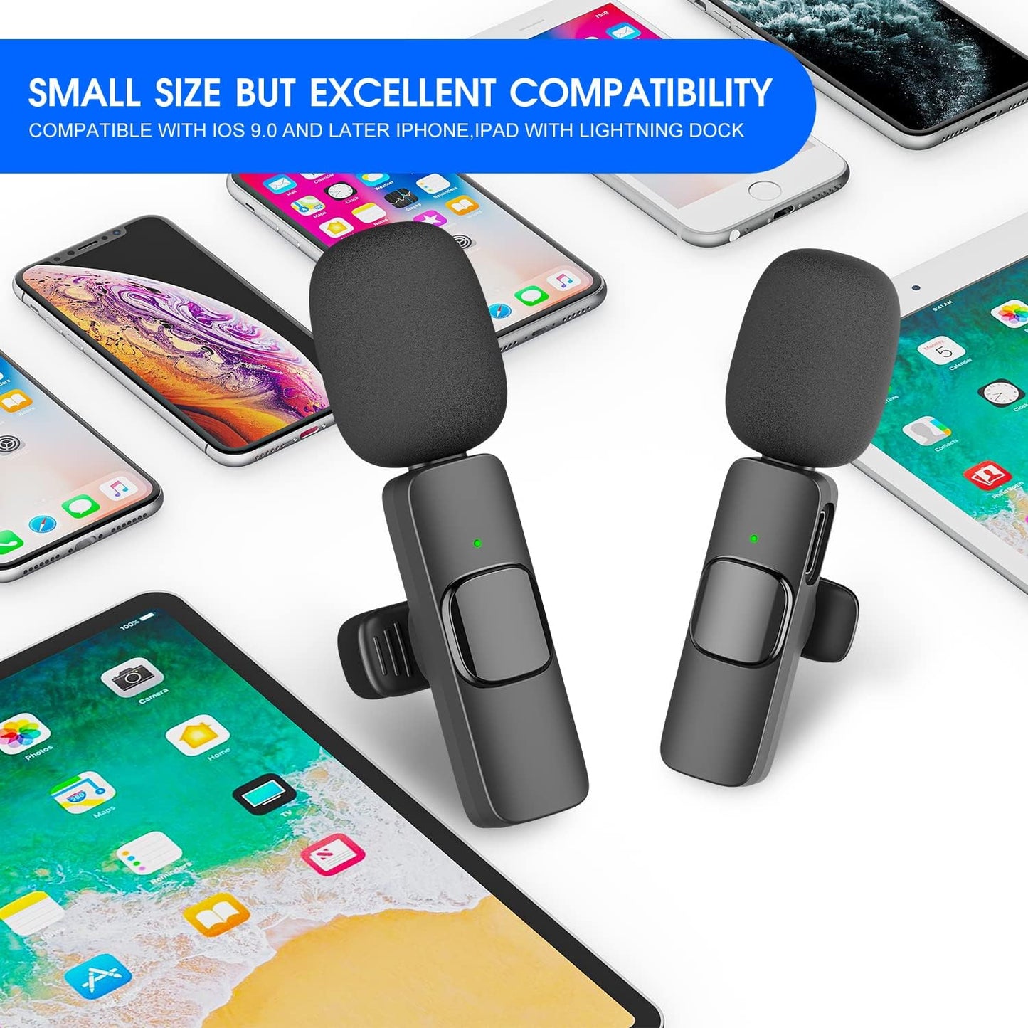 Avelena | 2-Pack kabelloses Mikrofon für iPhone iPad