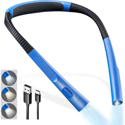 Avelena | LED Nackenleselampe, Buchlicht zum Lesen im Bett, 3 Farben, 6 Helligkeitsstufen, biegbarer Arm, wiederaufladbar, langlebig, perfekt zum Lesen, Stricken, Campen, Reparieren