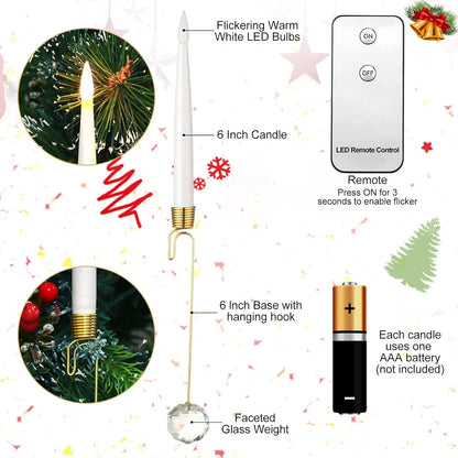 Avelena | Weihnachtsbaum LED-Kerzen Set | 12 Stück mit Fernbedienung & Timer | Warmweißes Flackern | Flameless & sicher