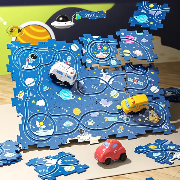 Avelena | Kinder Lern Puzzle Strecke Auto Spielset