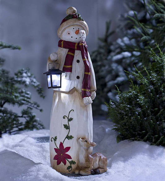 Avelena | Woodland Schneemann mit Solar Laterne