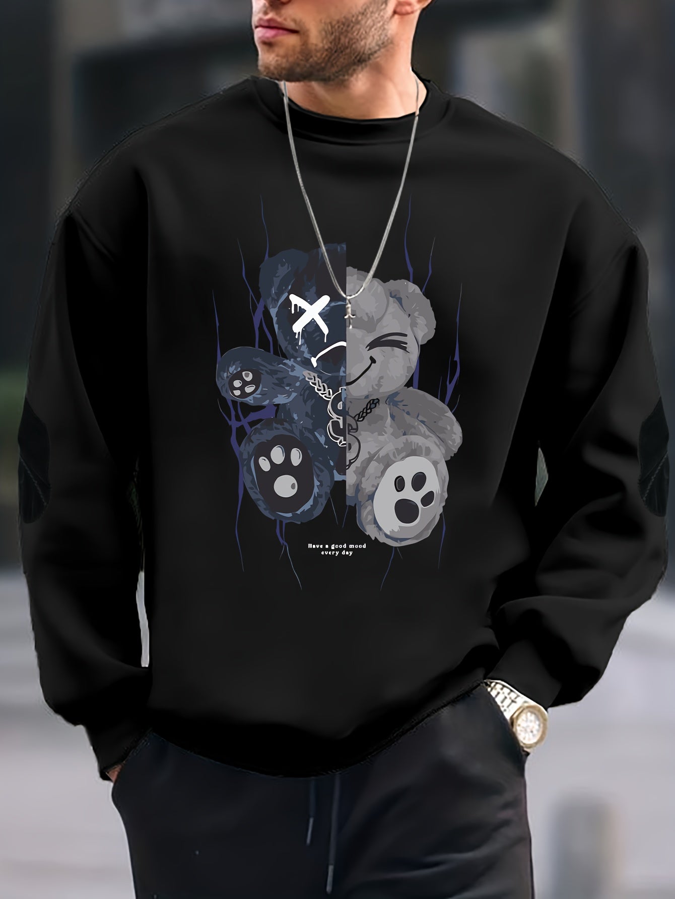 Avelena Mode Crew Neck Baumwolle Pullover Sweatshirt für Männer | Perfekt für Alltagskleidung