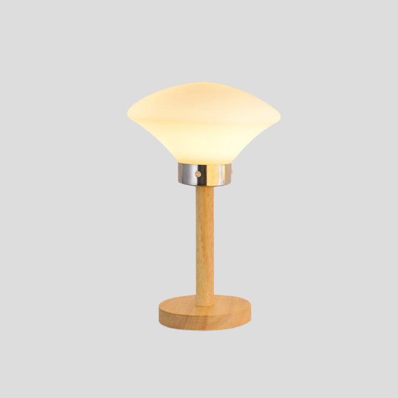 Avelena | Globe/Zylinder/Quadrat Nachttischlampe Modernist Frosted Glass 1 Licht Holz Nachttischlampe für Bettrande